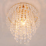 Small Crystal Chandeliers Gold Ceiling Lights Flush Mount Ceiling Lamp Lampshade 3 Tiers Crystal Pendant Lighting for Hallway Bedroom Girl's Room,E26