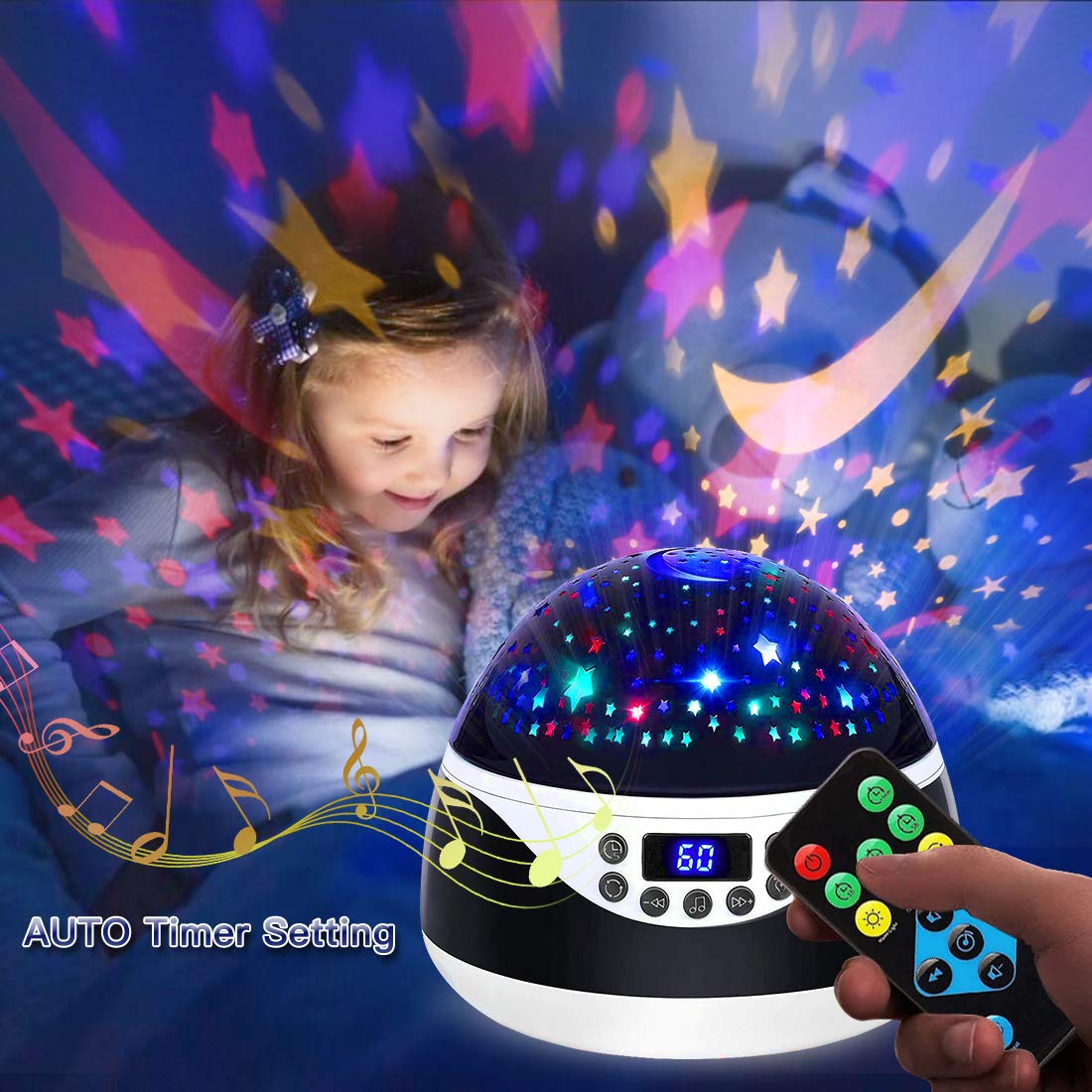 Night Lights with Music & Timer, Star Light Constellation Projector, Sound Machine for Baby Sleeping