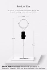 360° Rotatable 3 Colour Tones Dimmable 8 Inch LED Ring Light with Stand and Phone Holder Set Black