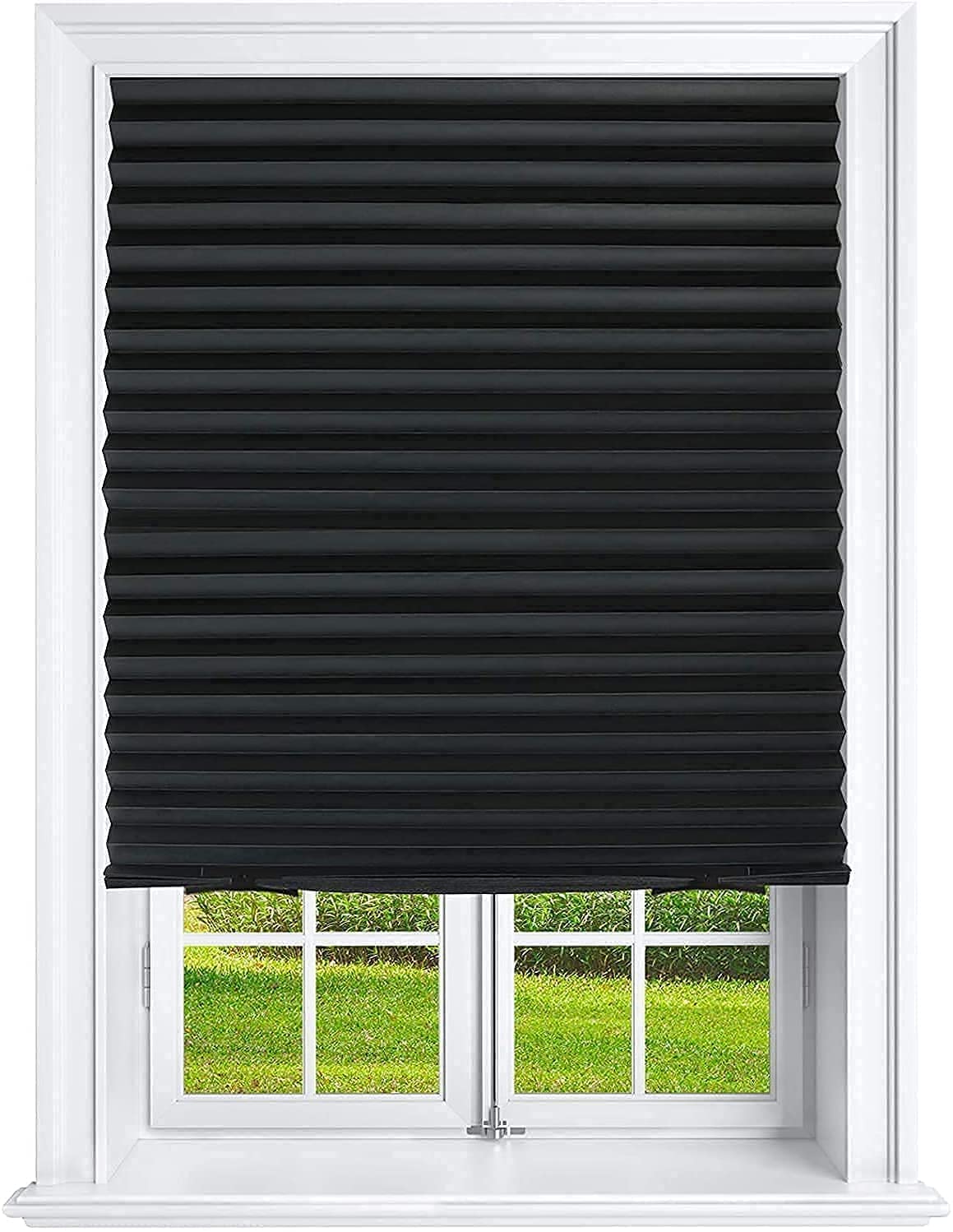 Mirrotek Pleated Window Paper Shades Room Darkening Blinds Black 36" x 69" (Pack of 6 Temporary Shades)