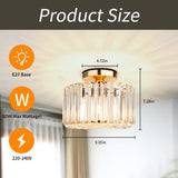 Gold Ceiling Light Fixture - Easric Industrial Crystal Semi Flush Mount Ceiling Lighting Modern LED Crystal Chandeliers Fitting for Hallway Living Room Dining Room Kitchen