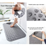 Shower Mat Non Slip Bathtub Mat, Cloud Foot Massage Area, Flexible Soft Massages Your Soles Effectively,Eco-Friendly TPE Anti-Drop for Tub with Suction Cups Bathroom Foot Mats , Grey, 70 X 40CM