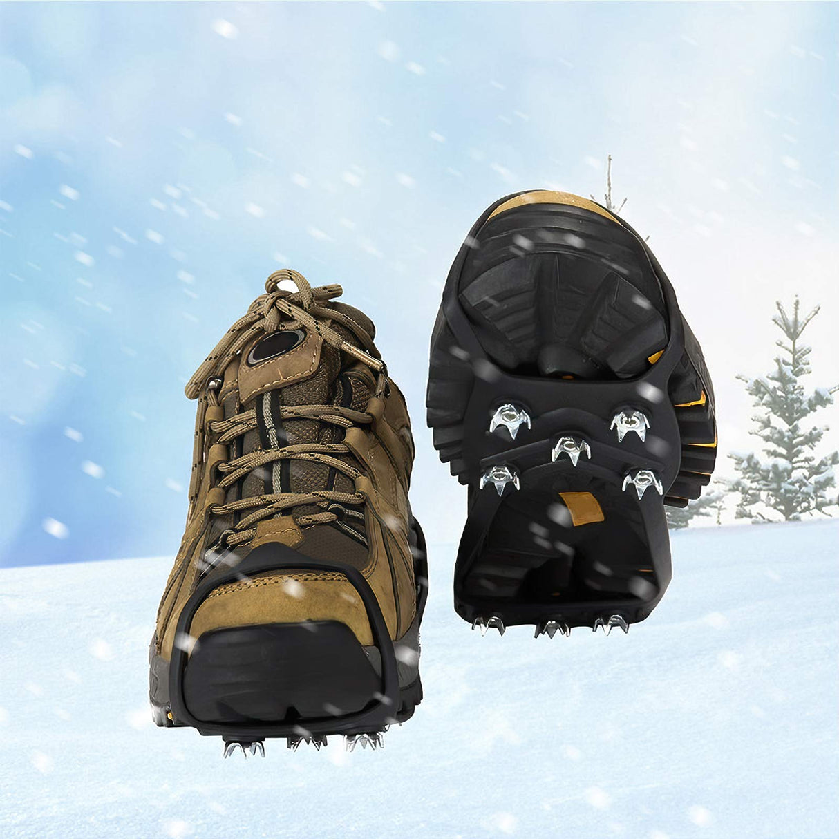 Crampons for Boots, crampons for Hiking and Anti-Skid, Walking Traction Cleats for Walking on Snow and ice, Upgraded Stainless Steel Cleats, The Best Choice for Winter Hiking Gear