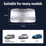 Car Sun Shade Umbrella for Windshield, Five Layers of Shading Materials Foldable Retractable Sunshade for Front Window, UPF 50+ Protect Automotive Dashboard & Interior from UV Rays and Heat.(Large)