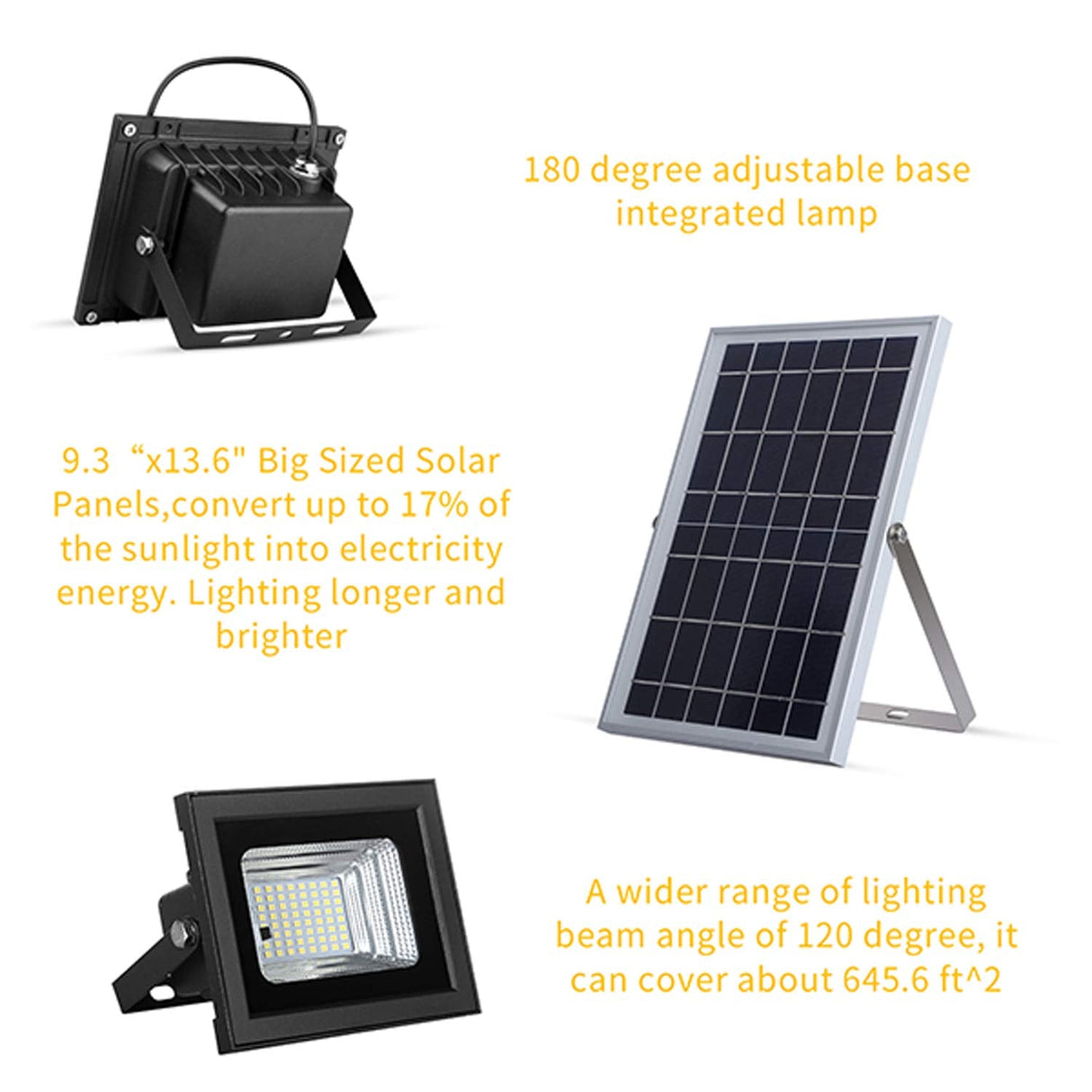 Solar Flood Lights Outdoor Dusk to Dawn Remote Solar Lights 10W 6V 13.6"x 9.3"