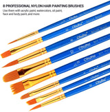 Acrylic Paint Set with 8 Pianting Brushes, Ohuhu 48 x 12ml Colors Artist's Acrylic Painting Kit