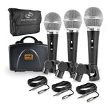 3 Piece Professional Dynamic Microphone Kit Cardioid Unidirectional Vocal Handheld MIC with Hard Carry Case & Bag, Holder/Clip & 26ft XLR Audio Cable to 1/4'' Audio Connection (PDMICKT34)