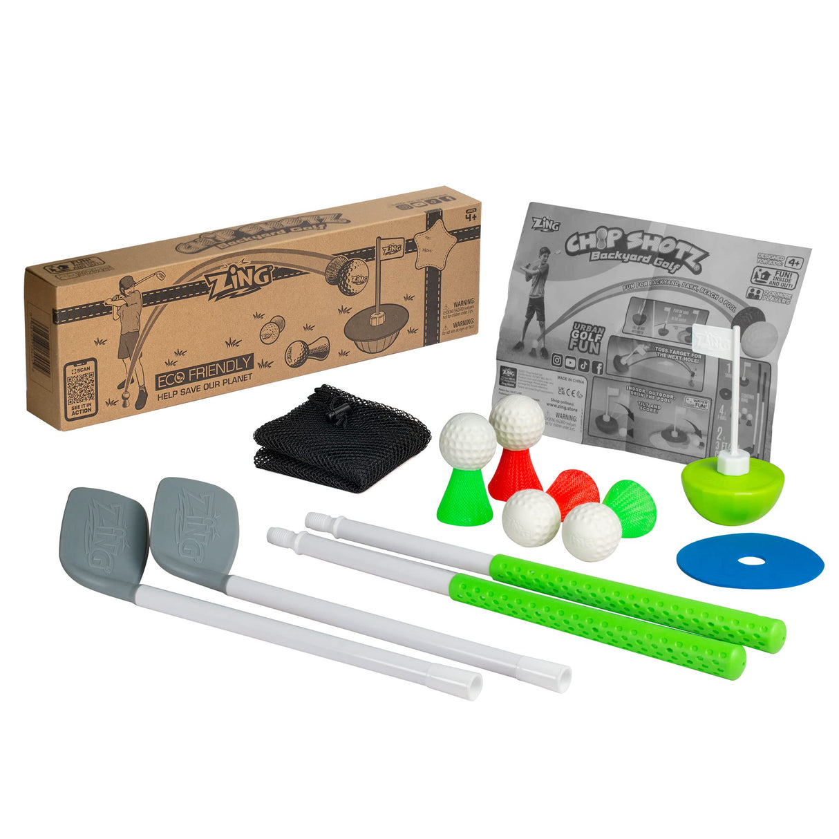 Backyard Kids Golf Set, Includes 2 Golf Clubs, 4 Balls, 1 Flag Target and 1 Carrying Bag, for Indoor and Outdoor Play