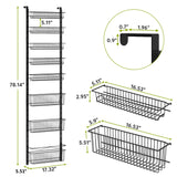 Over the Door Pantry Organizer, 8-Tier Adjustable Baskets Pantry Organization and Storage, Metal Door Shelf with Detachable Frame, Space Saving Hanging Spice Rack for Kitchen Pantry Bathroom