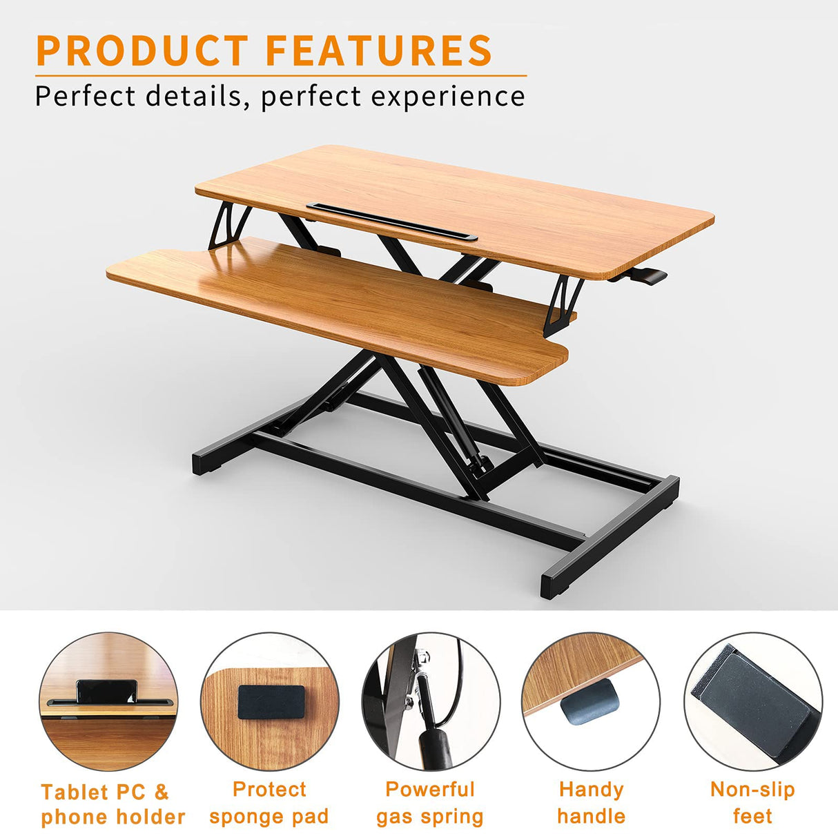 Standing Desk Wide Height Adjustable Quick Sit Stand Computer Desk Converter