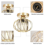 Modern Crystal Ceiling Light Fixture- Industrial Mini Semi Flush Mount Ceiling Lighting LED Crystal Chandeliers Fitting for Kitchen Hallway Dining Rooms Living Room - Gold