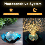 Solar Lights Outdoor Garden, Crackle Globe Glass Lotus Decoration, Waterproof LED Metal Flower Lights for Patio,Lawn,Walkway,Tabletop,Ground