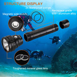 DL40 Diving Torch, Bright Max 5000 Lumen Scuba Dive Torch with 4 LH351D, IPX8 Waterproof Submarine Flashlight Underwater 492ft, High 90CRI Rechargeable Dive Torch for Depth Cave