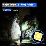 LED Flashlight 10000 High Lumen Flashlight 6000 mAh USB Rechargeable Flashlight XHP70.2 Super Bright Flashlight IP67 Waterproof Zoomable Tactical Flashlight with 5 Lighting Modes for Emergency Camping Hiking