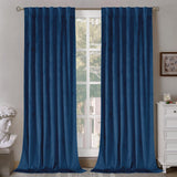 Dark Blue Velvet Curtains 84 Inches for Living Room, Thermal Insulated Blackout Curtains Room Darkening Drapes with Back Tab and Rod Pocket for Bedroom, Set of 2 Panels, 52 x 84 Inch