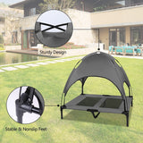 Outdoor Dog Bed with Canopy, Outside Portable Cooling Raised Pet Cot for Dogs and Cats, Grey Large