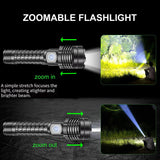 Rechargeable LED Flashlight High Lumens Flashlight Zoomable Waterproof LED Flashlight with 18650 Rechargeable Battery, 2200 Lumens 3 Modes Zoomable Flashlight for Camping Hiking