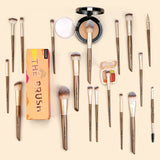 Makeup Brushes ,MAANGE 18 Pcs Professional Makeup Brushes Set Premium Synthetic Foundation Face Powder Blush Eye Shadows Travel Make Up Brushes with Christmas Gift Box（Champagne Gold)