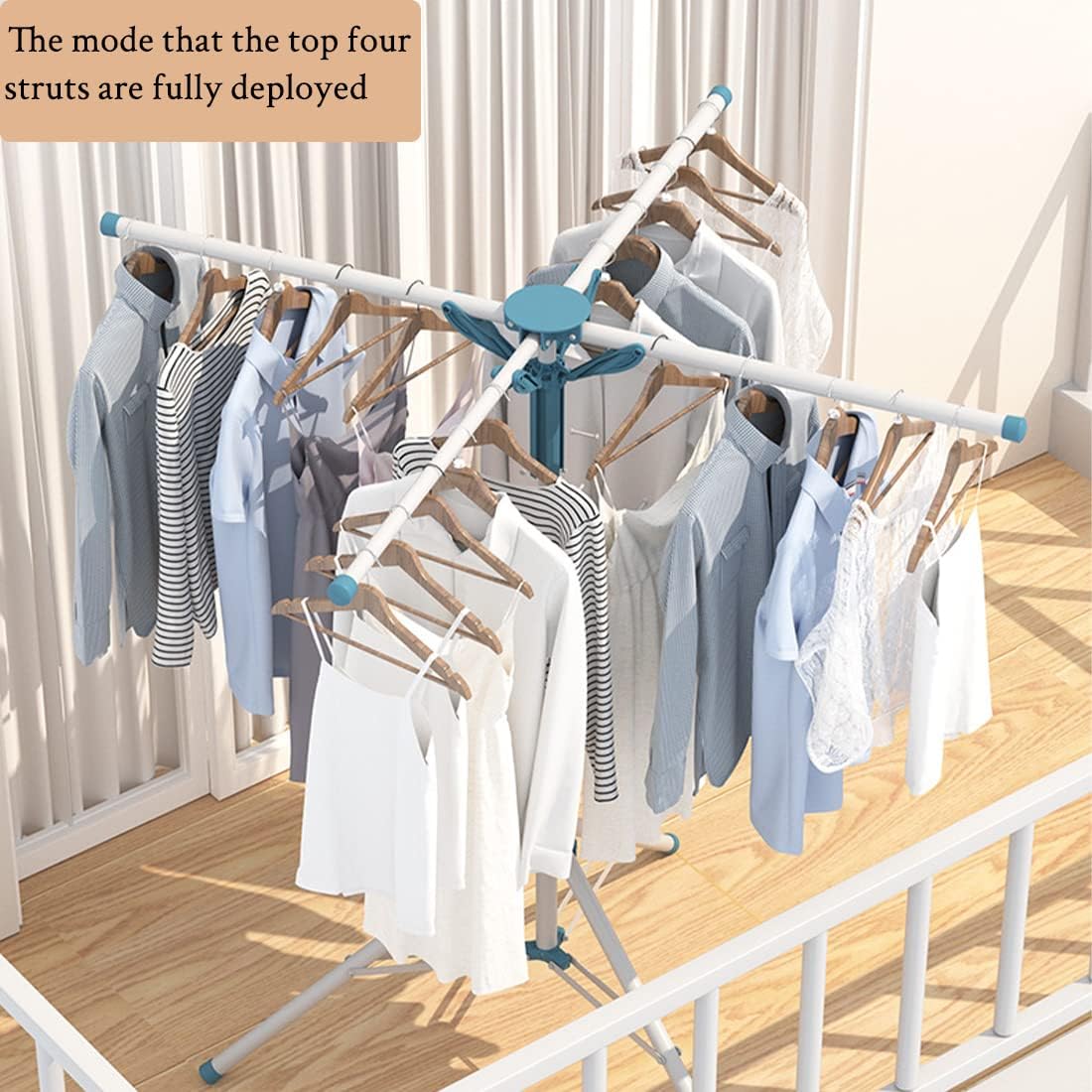 Clothes Drying Rack, Foldable Portable Laundry Drying Rack, Space Saving Heavy Duty Clothes Garment Rack with 4 Branches,for Outdoor and Indoor (White Tripod Rack)