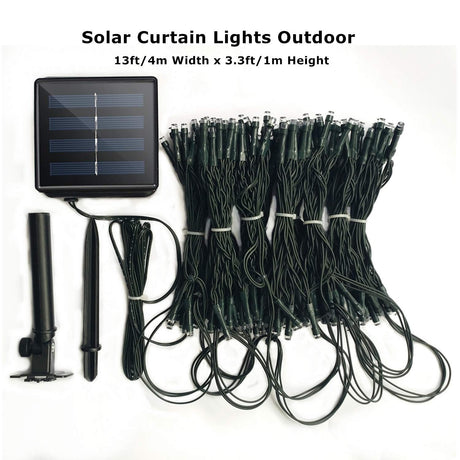 Solar Curtain Lights Outdoor Waterproof -Warm White