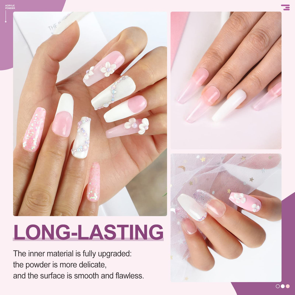 Acrylic Nail Kit with LED Nail Lamp and Electric Nail Drill Machine,Clear White Pink Acrylic Powder and Acrylic Monomer Liquid,12 Pcs Glitter Powder Nail Art Tools for Acrylic Nails