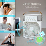 Portable Air Conditioner Fan, Mini Evaporative Air Cooler with LEDnightlight, Timer, 3 Wind Speeds and 3 Spray Modes for for Home Office Bedroom Table and Desktop (white)