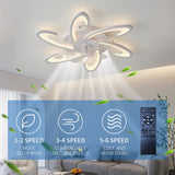 Low Profile Ceiling Fans with Lights and Remote/APP Control,3 Light Color Changes，6 Wind Speed Modes,Flush Mount Ceiling Fan Light,Modern Ceiling Light with Fan for Bedroom/Study/Office 82cm