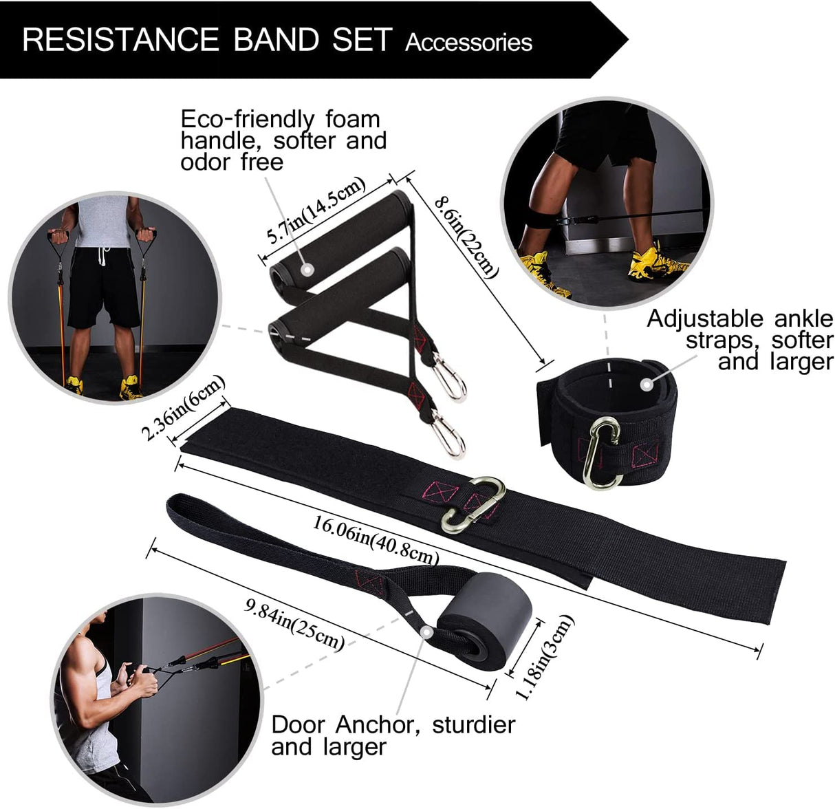 Resistance Bands Set with Handles - Exercise Resistance Bands Training Tubes with Handles, Ankle Straps, Door Anchor, Exercise Mat, Shaker Bottle,Carry Bag