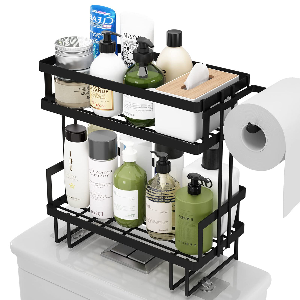 Bathroom Over The Toilet Storage Shelf, 2-Tier Bathroom Storage Organizer Shelves, Space Saver Small, Black