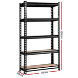 Garage Shelving, Warehouse Racking System Racks Storage Industrial Commercial Organize Capacity, 5 Shelves Steel Metal Adjustable 750KG Assembly Easy Heavy Duty Black 1.5M x 1.4M