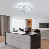 Dimmable Modern Ceiling Light, 56W LED Flower Ceiling Lamp, White Acrylic Flower Light Fixture, 6-Head Flush Mount Chandelier Ceiling with Remote, Ideal for Bedroom Kitchen Dining Room Lighting