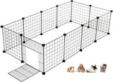 Pet Playpen,Small Animal Cage with doorIndoor/Outdoor DIY Metal pet Fence for Puppy,Rabbit,Kitten,Guinea Pig,Turtle,Hedgehog,12pcs(35 * 35cm)