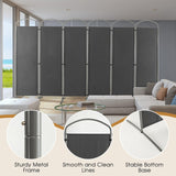 6-Panel Folding Room Divider, Privacy Screen, Portable Polyester Fabric Wall Divider and Separator, Freestanding Privacy Protection for Living Room, Bedroom, Office