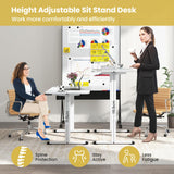 Electric Standing Desk, Ergonomic Stand Computer Desk, Built-in Cable Management Hole, Button Controller, Home Office Height Adjustable Computer Workstation, Anti-Collision Design