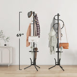 Wisdom Star Coat Racks Freestanding with Umbrella Holder, 8 Hooks Coat Hanger Stand for Entryway, S Shape Coat Tree Coat Hanger Stand Umbrella Holder Stand Can be Hang Clothes, Black