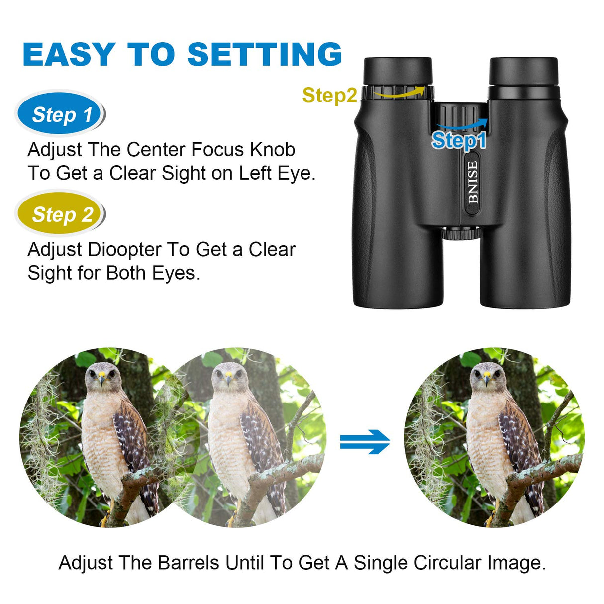 Binoculars for Adults, 10X42 Roof Prism Low Light Vision Lightweight Compact Binocular for Bird Watching, Hunting, Traveling, Stargazing with Lens Caps, Neck Strap and Carrying Bag