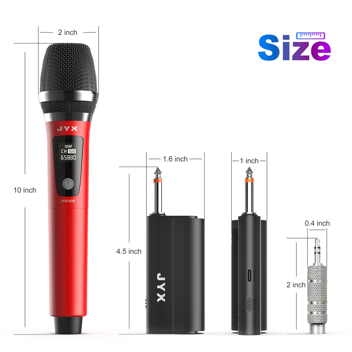 Wireless Microphones, UHF Dual Cordless Handheld Dynamic Mic with Receiver 1/4'' Plug, (160ft Range)-Auto Connect, Metal Rechargeable Karaoke Microphones for Party, Wedding, DJ, Class, Speech, Church