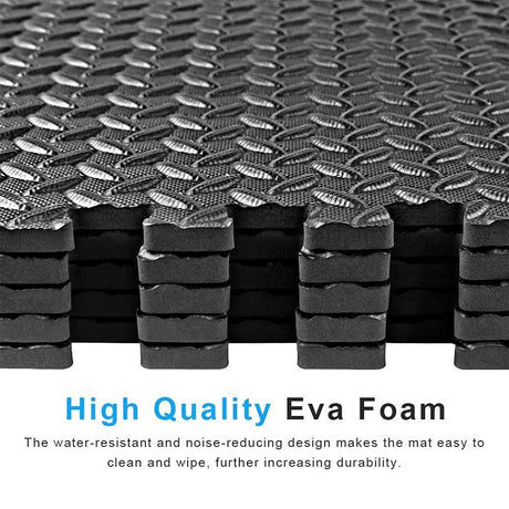 Puzzle Exercise Floor Mat, EVA Interlocking Foam Tiles Exercise Equipment Mat with Border for Home Gym Flooring Exercise Workouts 6-Pack