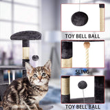 Multi-Level Cat Tree Tower Condo with Cat Scratching Post Cozy Hammock and Baskets,Kitty Activity Center Kitten Play House, Cat Tower Furniture for Kitty (Cat Tree B, Grey)