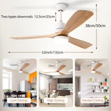 52" Ceiling Fan with Lights Remote Control, DC Motor Outdoor LED Modern Smart Ceiling Fans, Wood Walnut Blades, Noiseless Reversible 6-Speed Motor for Bedroom, Garage, Patios, Kitchen, Farmhouse