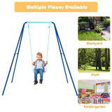 Kids Swing Set, A-Frame Swing Sets for Backyard w/Ground Stakes, Non-Slip Seat, Kids Swing Frame Stand with Swing Seat Great for Indoor Outdoor Garden Playground (Blue)