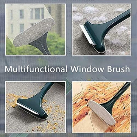 Multifunctional Screen Brush 2 in 1 Window Cleaner Brush, Extendable Window Cleaning Tool Multifunctional Screen Brush Wet and Dry Glass Cleaning Brush (Green + Yellow)