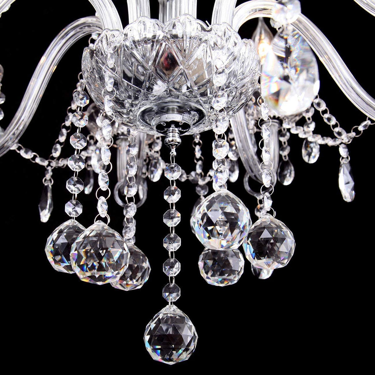 Modern 8 Lights Crystal Chandelier Clear Ceiling Light Droplets Pendant Light Lamp Decor for Living Room, Hotels, Hall Way, Bars, Restaurants E14 Bulbs Height