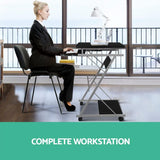 Computer Desk Office Desk Mobile with Wheels Black