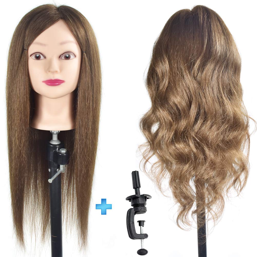 Female Cosmetology Mannequin Head with 90% Human Hair 20" Manikin Head for Hairdressing