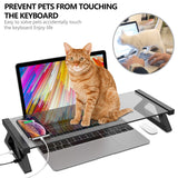 Glass Monitor Stand Riser with USB Port High-Speed Transfer Data Charge, for iMac,Screen,Computer,PC, Desk Organizers and Accessories，Desk Organizer Keyboard