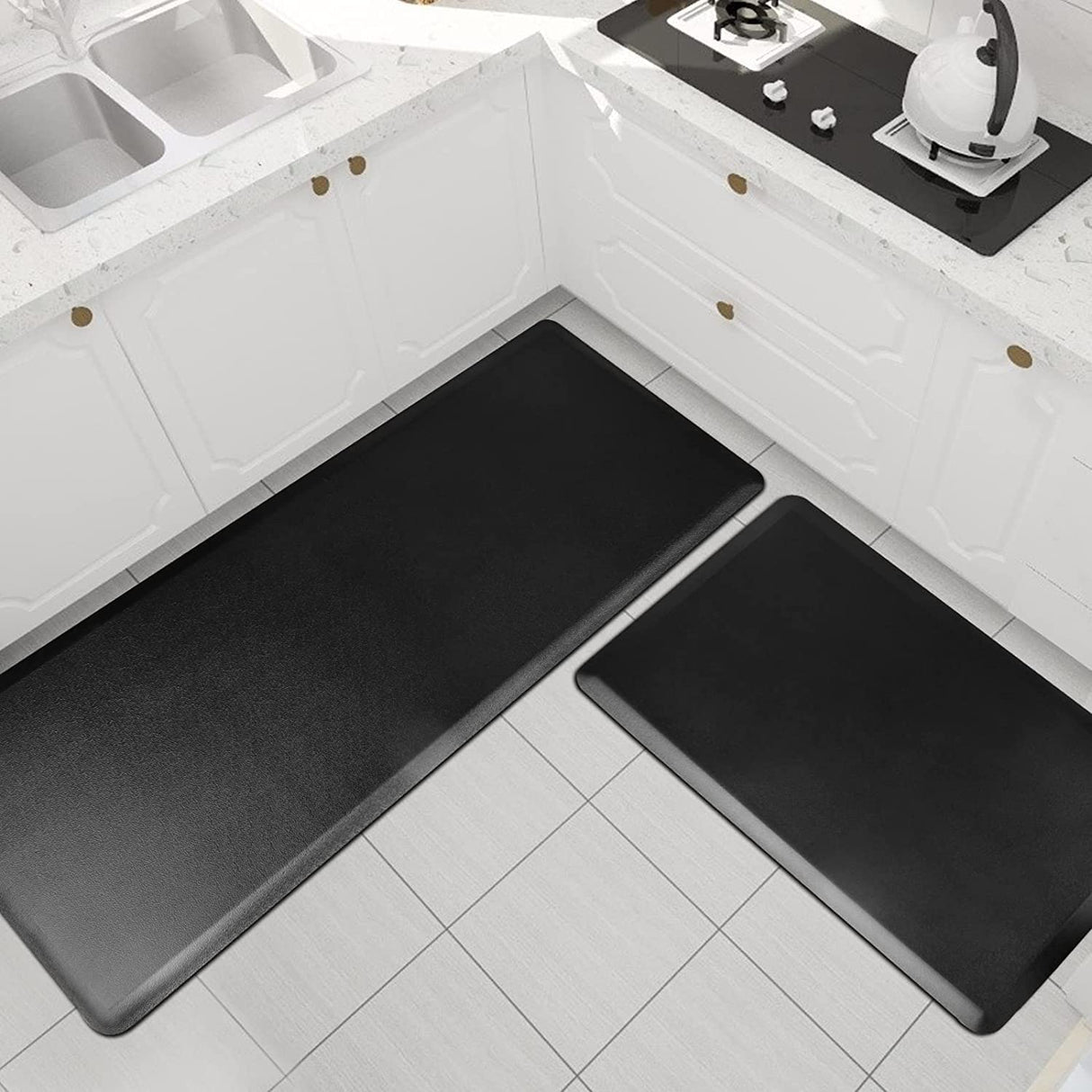 2 Pieces Extra Large Premium Anti Fatigue Mats, Kitchen Mats, Standing Desk Mats, Floor Mats, Durable Non Slip Bottom, Waterproof Ergonomic Comfort Foam Rugs & Mats for Kitchen, Sink, Office, Home