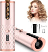 Wireless Auto Hair Curler, LED Temperature Display and Timer/USB Rechargeable/Auto Shut-Off Hair Curling Iron Curler /Ceramic Barrel Portable Wireless Automatic Hair Curler for Travel