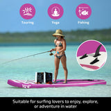 Inflatable Paddle Board Bundle - Stand Up Paddle Board, Floating Yoga Board With Paddle, Pump, Repair Kit & Leash - Sup Stand Up Paddleboard, Inflatable Paddle Boards For Adults - Pink 10ft 6in