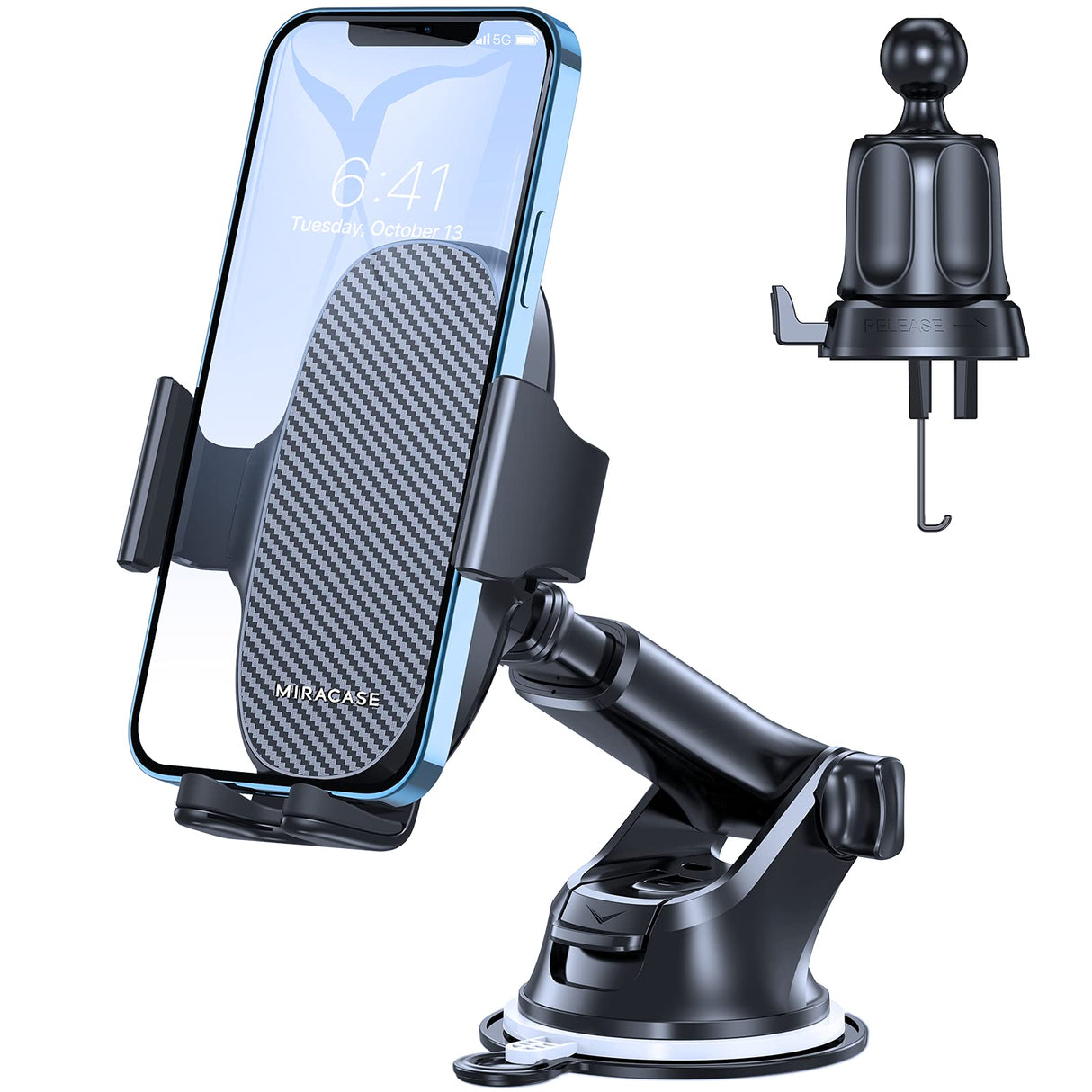 Ultra Stable & Strong Suction: Miracase Car Phone Holder, Car Phone Mount for Dashboard & Windshield & Air Vent, Compatible with iPhone 13 Pro Max 12 11 XR SE Samsung and More Smartphones